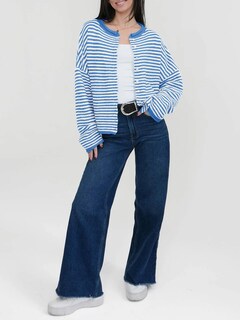 Foto 4 | Foto 4 | Cárdigan Saodimallsu Para Mujer Casual A Rayas Ligero Azul - Venta Internacional.