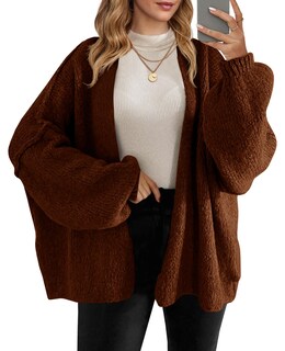 Foto 1 | Foto 1 | Jersey Tipo Cárdigan Saodimallsu De Punto Grueso De Gran Tamaño Marrón Para Mujer - Venta Internacional.