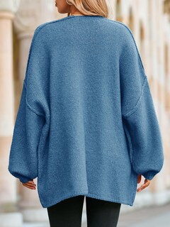 Foto 5 | Foto 5 | Suéter Tipo Cárdigan Saodimallsu De Punto Grueso De Gran Tamaño Azul Para Mujer - Venta Internacional.