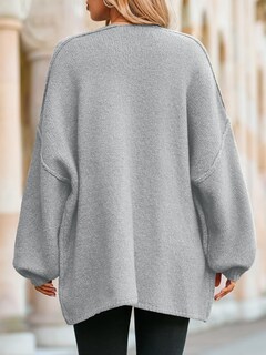 Foto 5 | Foto 5 | Jersey Tipo Cárdigan Saodimallsu De Punto Grueso De Gran Tamaño Gris Para Mujer - Venta Internacional.