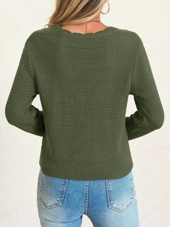 Foto 5 | Foto 5 | Jersey Tipo Cárdigan Saodimallsu Con Cuello En V Punto Corto Holgado Verde Militar - Venta Internacional.