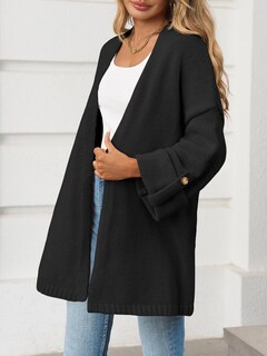 Foto 4 | Foto 4 | Jersey Tipo Cárdigan Saodimallsu Para Mujer De Gran Tamaño Largo Negro - Venta Internacional.