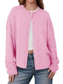 Foto 1 | Foto 1 | Jersey Tipo Cárdigan Saodimallsu De Punto Rosa Con Botones Para Mujer - Venta Internacional.