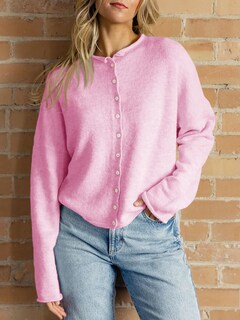 Foto 2 | Foto 2 | Jersey Tipo Cárdigan Saodimallsu De Punto Rosa Con Botones Para Mujer - Venta Internacional.