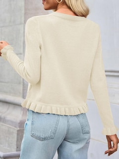Foto 4 | Foto 4 | Jersey Tipo Cárdigan Saodimallsu Para Mujer Con Volantes Y Botones Color Beige - Venta Internacional.