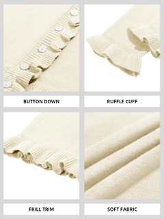 Foto 5 | Foto 5 | Jersey Tipo Cárdigan Saodimallsu Para Mujer Con Volantes Y Botones Color Beige - Venta Internacional.