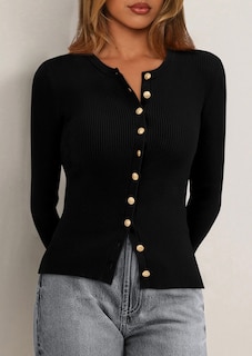 Foto 4 | Foto 4 | Jersey Tipo Cárdigan Prettygarden Para Mujer De Punto Acanalado De Otoño 2025 - Venta Internacional.