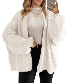 Foto 1 | Foto 1 | Jersey Tipo Cárdigan Saodimallsu De Punto Grueso De Gran Tamaño Blanco Para Mujer - Venta Internacional.
