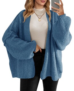 Foto 1 | Foto 1 | Suéter Tipo Cárdigan Saodimallsu De Punto Grueso De Gran Tamaño Azul Para Mujer - Venta Internacional.
