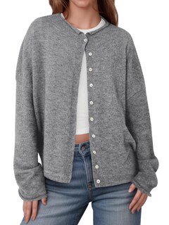 Foto 1 | Foto 1 | Jersey Tipo Cárdigan Saodimallsu De Punto Gris Con Botones Para Mujer - Venta Internacional.