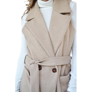 Foto 5 | Foto 5 | Abrigo Diseño Chaleco Roman Fashion 2140 color Beige