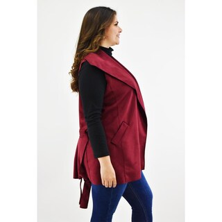 Foto 2 | Foto 2 | Chaleco Cuello Cascada Roman Fashion /tallas Extras, 8063 (vino) Vino