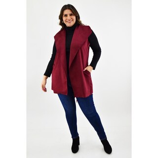 Foto 5 | Foto 5 | Chaleco Cuello Cascada Roman Fashion /tallas Extras, 8063 (vino) Vino