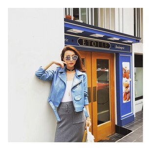 Foto 1 | Foto 1 | Venta Internacional-chaqueta De Piel Sintética Para Mujer, Azul, Estilo Coreano
