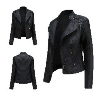 Foto 2 | Foto 2 | Venta Internacional- Chaqueta de Piel Sintética Negra Cuello Vuelto para Mujer