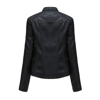 Foto 5 | Foto 5 | Venta Internacional- Chaqueta de Piel Sintética Negra Cuello Vuelto para Mujer