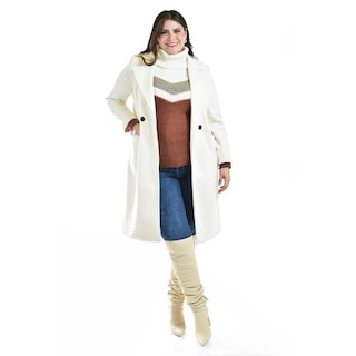 Foto 1 | Foto 1 | Abrigo Largo Con Textura Roman Fashion / Tallas Extras, 2009 (hueso) Beige