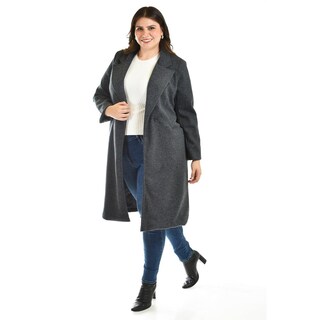 Foto 5 | Foto 5 | Abrigo Largo Con Textura Roman Fashion / Tallas Extras, 2009 (gris Obscuro) Gris Oscuro