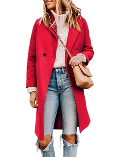 Foto 1 | Foto 1 | Coat Tanming De Lana Roja Con Doble Botonadura Y Solapa Para Mujer - Venta Internacional.