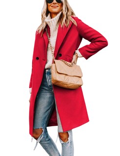 Foto 3 | Foto 3 | Coat Tanming De Lana Roja Con Doble Botonadura Y Solapa Para Mujer - Venta Internacional.
