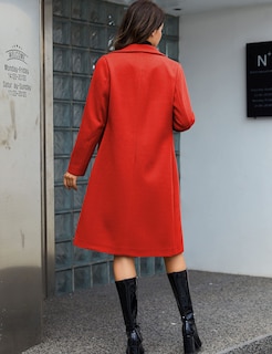 Foto 5 | Foto 5 | Coat Tanming De Lana Roja Con Doble Botonadura Y Solapa Para Mujer - Venta Internacional.