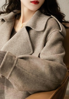Foto 4 | Foto 4 | Abrigo De Lana Chouyatou Para Mujer Con La Parte Delantera Abierta, Marrón Corto, L - Venta Internacional.