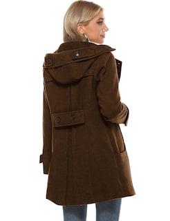 Foto 4 | Foto 4 | Guisante Cálido De Lana Con Doble Botonadura Para Mujer Coat Tanming Con Capucha - Venta Internacional.