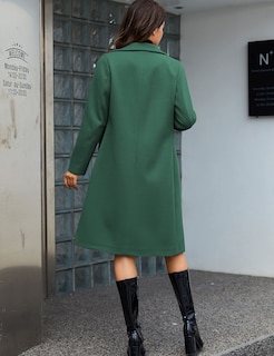 Foto 5 | Foto 5 | Gabardina Pea Tanming Para Mujer, Mezcla De Lana, Color Verde Azulado, Talla M - Venta Internacional.