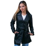 Abrigo Piel Borrego Castelli Dama 3/4 Con Cinturón Gabardina