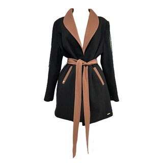 Foto 1 | Foto 1 | Abrigo Negro/tabaco/hueso Con Cinturón Para Dama Mussi