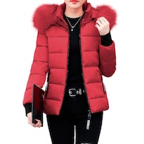 Chamarra para Mujer Shendy Vendy de Poliéster con Cuello Tipo Piel Rojo