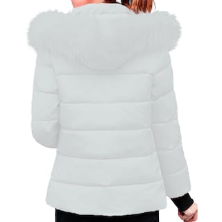 Foto 2 | Foto 2 | Chamarra Shendy Vendy Blanca de Poliéster Cálida con Cuello Tipo Piel para Mujer