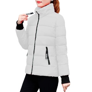 Foto 4 | Foto 4 | Chamarra Shendy Vendy Blanca de Poliéster Cálida con Cuello Tipo Piel para Mujer