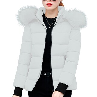 Foto 5 | Foto 5 | Chamarra Shendy Vendy Blanca de Poliéster Cálida con Cuello Tipo Piel para Mujer