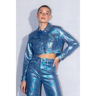 Foto 1 | Foto 1 | Chamarra Denim Acabado Holografico /juvenil, 048 (azul Medio) Azul