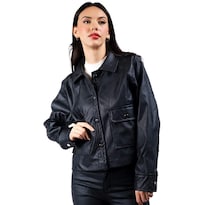 Chamarra De Piel Sintetica Roman Fashion /juvenil, 115 (negro) Negro