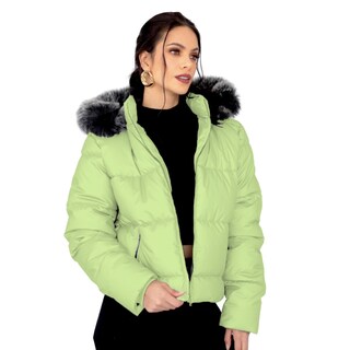 Foto 1 | Foto 1 | Chamarra De Invierno Para Mujer, Color Pera, Gorro Desmontable Y Peluche Elegancia Y Calidez