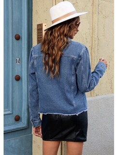 Foto 2 | Foto 2 | Chaqueta Vaquera Luvamia Classic Blue Para Mujer Talla S (4-6) - Venta Internacional.