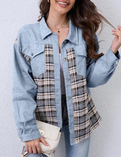 Foto 4 | Foto 4 | Chaqueta Wrolem Para Mujer, Vaqueros De Mezclilla A Cuadros, De Gran Tamaño, 2024 - Venta Internacional.