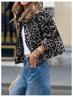 Foto 4 | Foto 4 | Chaqueta Floerns Con Cuello Y Cuello Abullonado Con Estampado De Leopardo Para Mujer - Venta Internacional.