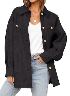Foto 1 | Foto 1 | Shacket Dokotoo Para Mujer, Manga Larga, Extragrande, De Otoño, Color Negro - Venta Internacional.
