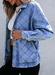 Foto 3 | Foto 3 | Chaqueta Vaquera Sidefeel Para Mujer, Manga Larga, Sobredimensionada, Azul Islandés - Venta Internacional.