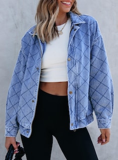 Foto 4 | Foto 4 | Chaqueta Vaquera Sidefeel Para Mujer, Manga Larga, Sobredimensionada, Azul Islandés - Venta Internacional.