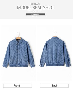Foto 7 | Foto 7 | Chaqueta Vaquera Sidefeel Para Mujer, Manga Larga, Sobredimensionada, Azul Islandés - Venta Internacional.