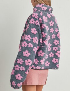 Foto 4 | Foto 4 | Chaqueta Yeokou Winter Sherpa De Forro Polar Con Estampado Floral Para Mujer, Color Gris - Venta Internacional.