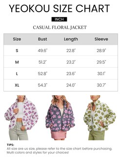 Foto 6 | Foto 6 | Chaqueta Yeokou Winter Sherpa De Forro Polar Con Estampado Floral Para Mujer, Color Gris - Venta Internacional.