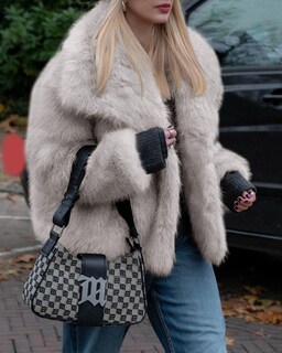 Foto 3 | Foto 3 | Abrigo Cicky Bell De Piel Sintética De Invierno Para Mujer, Cálido Y Con Solapa Extragrande - Venta Internacional.