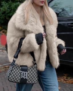 Foto 3 | Foto 3 | Abrigo Cicky Bell De Piel Sintética De Invierno Para Mujer, Cálido Y Con Solapa Extragrande - Venta Internacional.