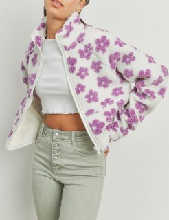 Foto 2 | Foto 2 | Chaqueta Yeokou Floral De Invierno Con Forro Polar Sherpa Para Mujer, Color Blanco Xl - Venta Internacional.
