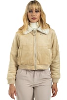 Chamarra Aborregada Para Dama, Elegante Y Casual Para Dama Beige